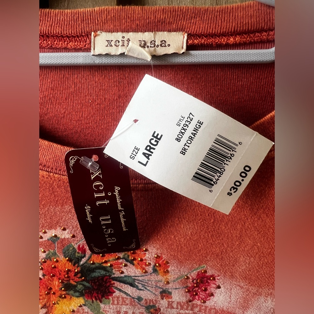 Floral Print Women's Top - Rust - Picture 3 of 4